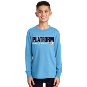 Platform Elite VB Youth Cotton Long Sleeve Tee-Aquatic Blue