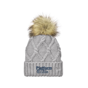 Platform Elite VB New Era Faux Fur Pom Beanie-Heather Grey