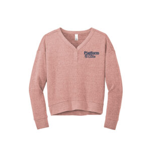 Platform Elite VB District Women’s Perfect Tri Fleece V-Neck Sweatshirt-Blush Frost