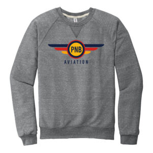 PNB Aviation Club Unisex Jerzees Snow Heather French Terry Raglan Crew-Charcoal Grey