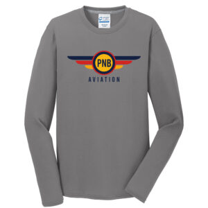 PNB Aviation Club Unisex Long Sleeve Essential Blended Performance Tee-Medium Grey