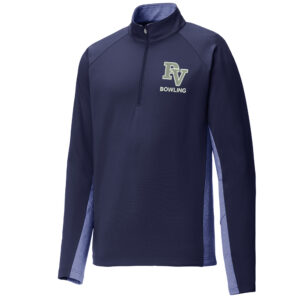 PV Spartan Bowling Sport Tek Men Sport Wick Contrast 1/2 Zip Pullover-Navy Heather