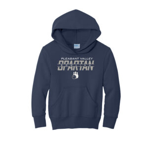 PV Spartan Bowling Youth Fleece Hooded Sweatshirt-Navy