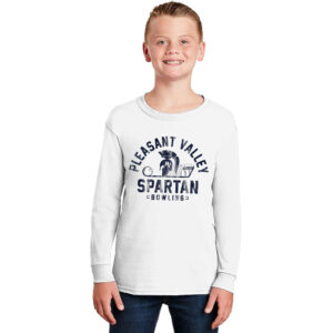 PV Spartan Bowling Youth Cotton Long Sleeve Tee-White