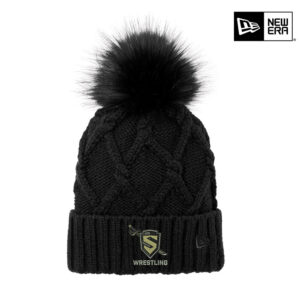 Streamwood Wrestling New Era Faux Fur Pom Beanie-Black