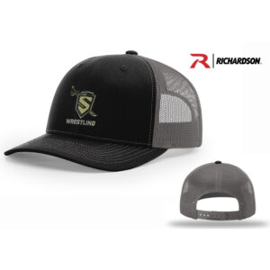 Streamwood Wrestling Richardson Pro Crown Mesh Back Adjustable back cap split-Black/Charcoal