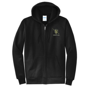 Streamwood Wrestling Unisex Core Fleece Full Zip Hooded Sweatshirt-Black