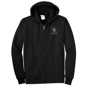 Streamwood Wrestling Tall Core Fleece Full Zip Hooded Sweatshirt-Black