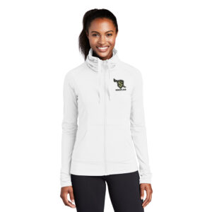 Streamwood Wrestling Sport-Tek Ladies Sport-Wick Stretch Full-Zip Jacket-White