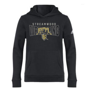 Streamwood Wrestling Adidas Youth Fleece Hooded Sweatshirt- Black (youth small)