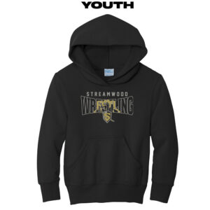 Streamwood Wrestling Youth Hooded Sweatshirt-Black