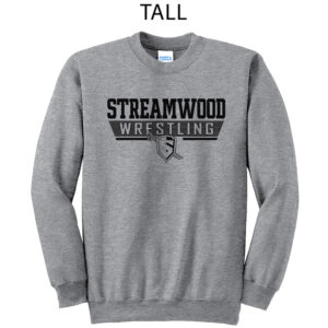 Streamwood Wrestling Tall Fleece Crewneck Sweatshirt-Athletic Heather