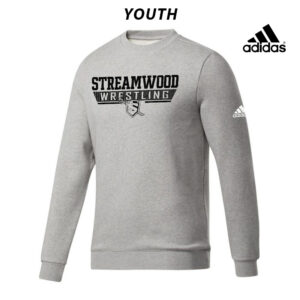 Streamwood Wrestling Adidas Youth Fleece Crewneck Sweatshirt-Medium Grey Heather