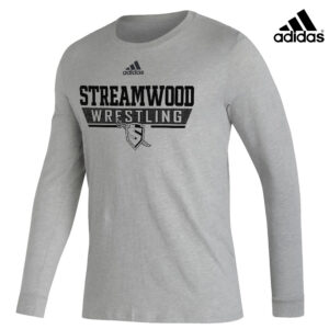 Streamwood Wrestling Adidas Badge of Sport (BOS) Pre Game Long Sleeve Tee – Heather Grey