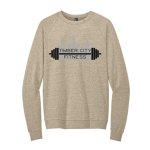 Timber City Fitness Rah-Rah District Perfect Tri Unisex Fleece Crewneck Sweatshirt-Desert Tan Heather