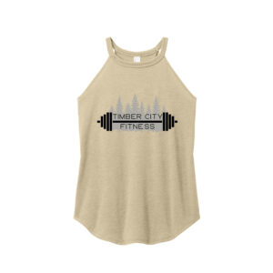 Timber City Fitness Unisex District Made Ladies Perfect Tri Rocker Tank-Desert Tan Heather