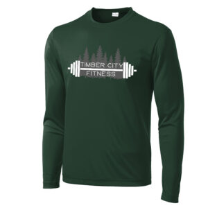 Timber City Fitness Men Sport Tek Long Sleeve PosiCharge Competitor Tee-Forest Green