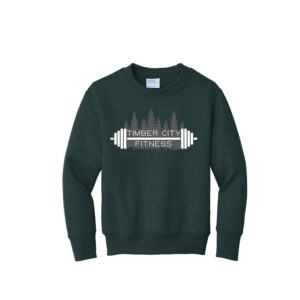 Timber City Fitness Youth Fleece Crewneck Sweatshirt-Dark Green