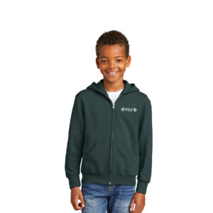 Timber City Fitness Youth Core Fleece Full Zip Hooded Sweatshirt-Dark Green