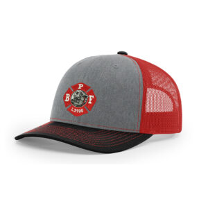 Bett Firefighters Richardson Pro Crown Mesh Back Adjustable back cap Tri Color-Heather Grey/Red/Black