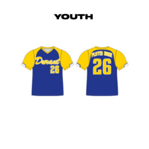 Durant Gold Team Durant Sublimated YOUTH V-Neck Jersey-Fabric M-Royal Body/Gold Sleeves