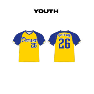 Durant Gold Team Durant Sublimated YOUTH V-Neck Jersey-Fabric M-Gold Body/Royal Sleeves