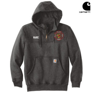 Fulton Fire Dept Carhartt Adult Rain Defender Paxton Heavyweight Hooded Zip Mock Sweatshirt-Carbon Heather