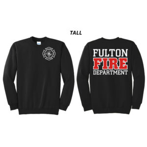 Fulton Fire Dept Tall Fleece Crewneck Sweatshirt-Black