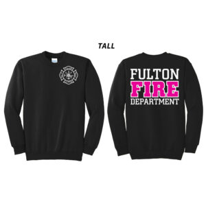 Fulton Fire Dept Tall Fleece Crewneck Sweatshirt-Black