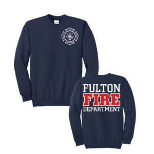 Fulton Fire Dept Tall Fleece Crewneck Sweatshirt-Navy