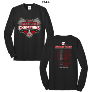 GV FB National Champs Tall Long Sleeve Cotton Tee-Black