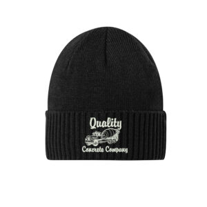 Quality Concrete Port authority Rib Knit Cuff Beanie-Black