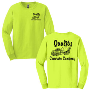 Quality Concrete Unisex Long Sleeve Cotton Tee-Safety Green