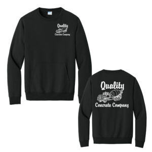 Quality Concrete Unisex Core Fleece Crewneck Pocket Sweatshirt-Black (S,M,L)