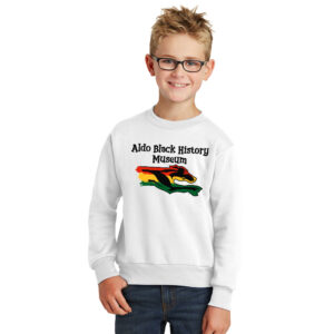 Aldo Black History Museum Youth Core Fleece Crewneck Sweatshirt-White