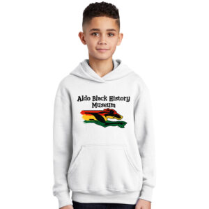 Aldo Black History Museum Youth Fleece Hooded Sweatshirt-White