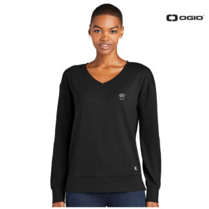 Adcraft Sales OGIO Ladies Luuma Flex Long Sleeve V-Neck-Blacktop