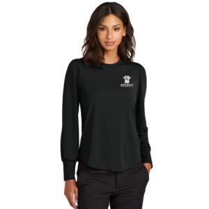 Adcraft Sales Mercer+Mettle Women’s Stretch Jersey Long Sleeve Blouson Top-Deep Black