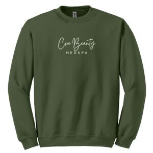 Core Beauty Unisex Basic Fleece Crew Sweatshirt-Military Green (embroidery)