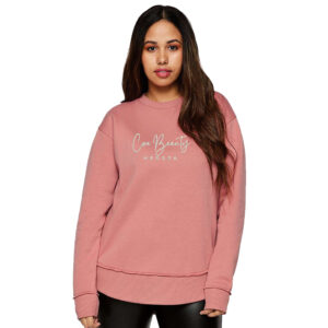 Core Beauty LAT Women’s Weekend Fleece Crewneck Sweatshirt-Mauvelous (embroidery)