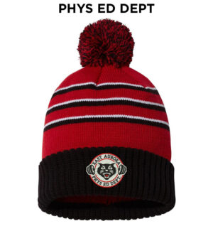 EA PE Health Drivers Ed Richardson Striped Beanie with Cuff  Pom-Red/Black/White