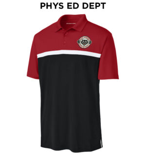 EA PE Health Drivers Ed Sport-Tek Men UV Micropique Colorblock Polo-Deep Red/ Black/White