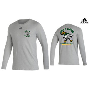 1031 Golf Gang Adidas Badge of Sport (BOS) Pre Game Long Sleeve Tee – Heather Grey (L, XL, XXL, 3XL)