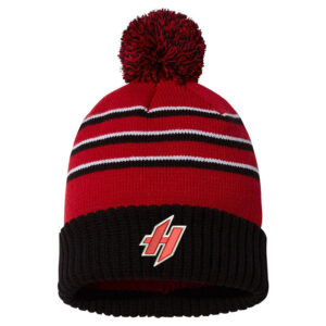 Heyworth Baseball Richardson Striped Beanie with Cuff and Pom-Red/Black/White