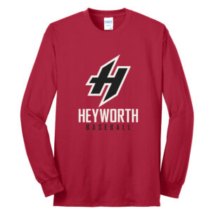 Heyworth Baseball Unisex Long Sleeve Tee-Red