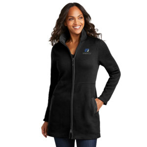 IHMVCU Port Authority Ladies Arc Sweater Fleece Long Jacket-Black