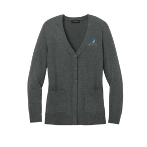 IHMVCU Port Authority Women’s Easy Care Button-Up Cardigan Sweater-Charcoal Heather