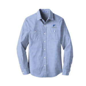 IHMVCU Port Authority Men Slub Chambray Shirt-Light Blue