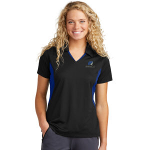 IHMVCU Sport-Tek Ladies Side Blocked Micropique Sport-Wick Polo-Black/Royal