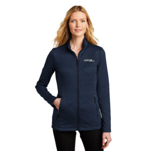 12. IPG Photonics Women’s Collective Striated Fleece Jacket-River Blue Navy Heather